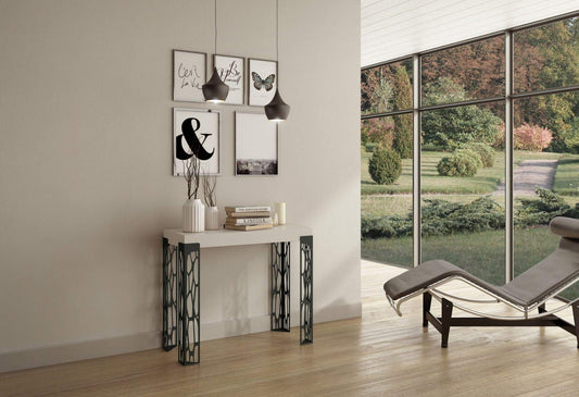 Dafne Italian Design Consolle allungabile Ghibli Small Bianco Frassino Telaio Antracite