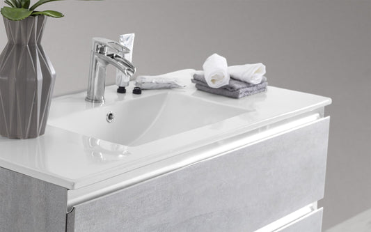 Dafne Italian Design Mobile da bagno Vichy finitura grigio chiaro sfumato, sospeso, cm 61x46x189 (base, lavabo, specchio)