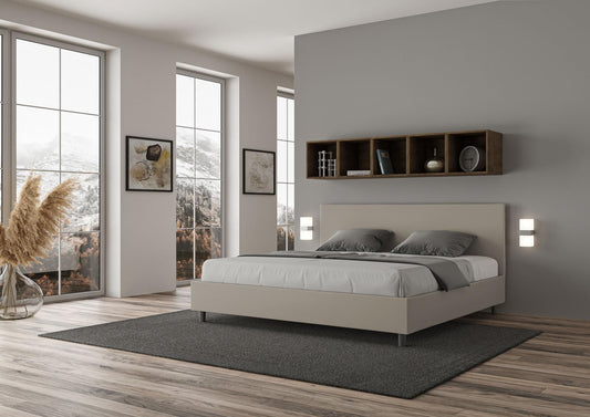 Dafne Italian Design - Letto Matrimoniale 180x200 Imbottito Made in Italy Compreso di Rete a Doghe, Imbottitura in Semilpelle (Materasso non Incluso)