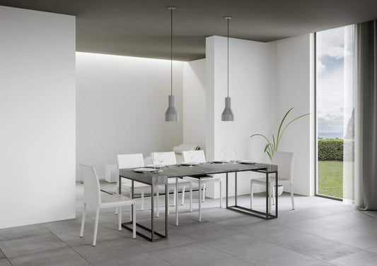 Dafne Italian Design Consolle allungabile Epoca Small Cemento Telaio Antracite