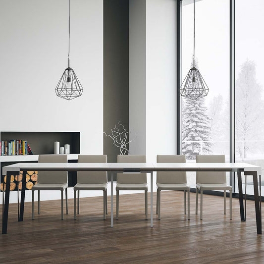 Dafne Italian Design Consolle allungabile Rio Bianco Frassino Telaio Ruggine