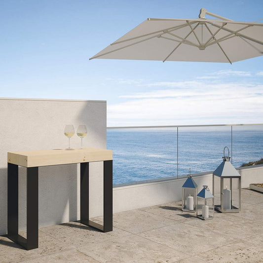 Dafne Italian Design Consolle allungabile Tecno Small Abete Natura Telaio Antracite