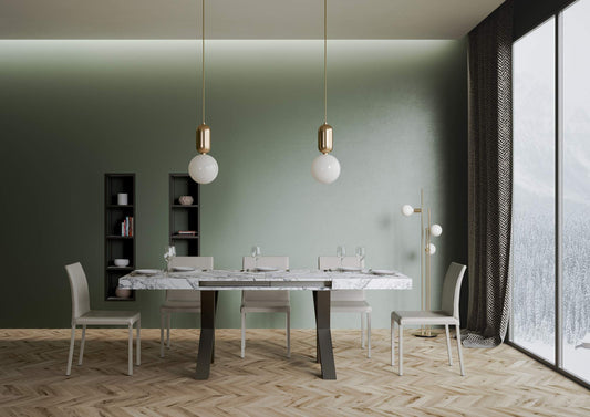 Dafne Italian Design Tavolo Traffic Allungabile piano Marmo 90x160 allungato 420 telaio Antracite