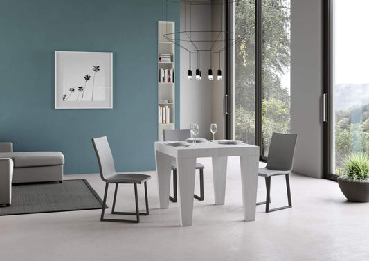 Dafne Italian Design Tavolo Spimbo Allungabile Bianco Frassino 90x90 allungato 246