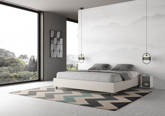 Dafne Italian Design - Letto Matrimoniale 180x200 Imbottito Made in Italy, Compreso di Rete a Doghe, Imbottitura in Semilpelle (Materasso non Incluso)