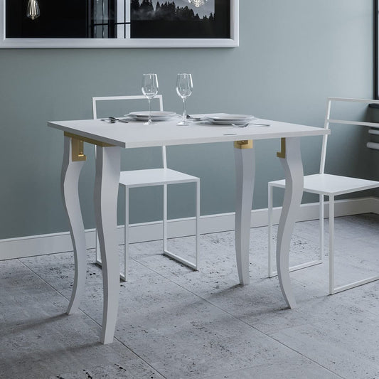Dafne Italian Design Consolle allungabile Olanda Libra Bianco Frassino Telaio Oro