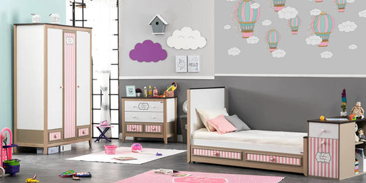 Dafne Italian Design Cameretta Completa da Neonato con Lettino Crescita MOD. Melody Pink