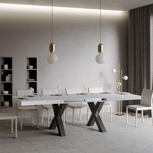 Dafne Italian Design Tavolo Traffic Allungabile piano Bianco Frassino 90x180 allungato 284 telaio Antracite