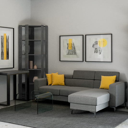 Dafne Italian Design Libreria Composizione Kato Angolo B Cemento 4 Fasce lunghe + 2 fasce retro