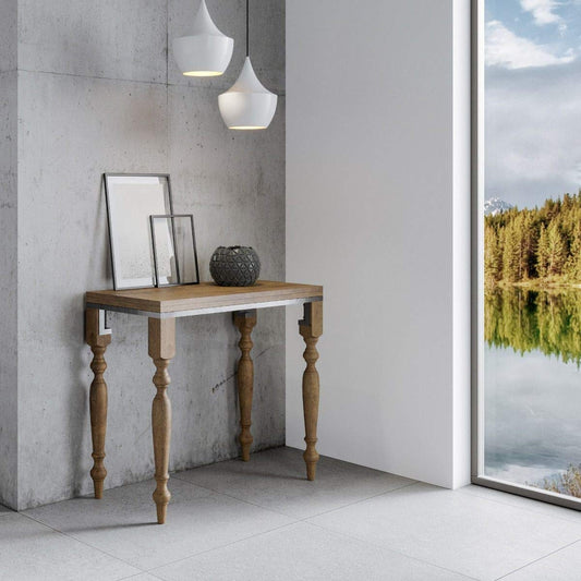 Dafne Italian Design Consolle allungabile Romagna Libra Noce Telaio Grigio