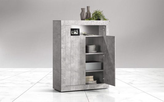 Dafne Italian Design Mobile da soggiorno moderno Urby colore grigio chiaro: madia due ante cm. 110x42x86; una madia a tre ante cm. 138x42x189