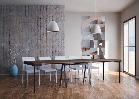 Dafne Italian Design Consolle allungabile Banco Evolution Noce Telaio Antracite