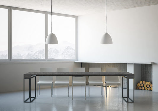 Dafne Italian Design Consolle allungabile Epoca Cemento Telaio Antracite