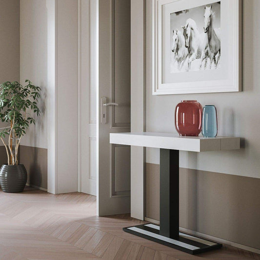 Dafne Italian Design Consolle allungabile Capital Premium Small Bianco Frassino Telaio Antracite