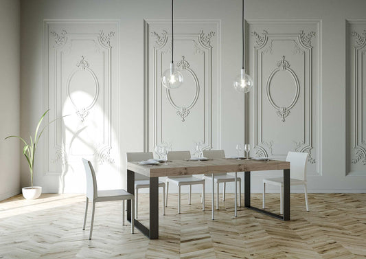 Dafne Italian Design Consolle allungabile Elettra Premium Small Quercia Natura Telaio Antracite