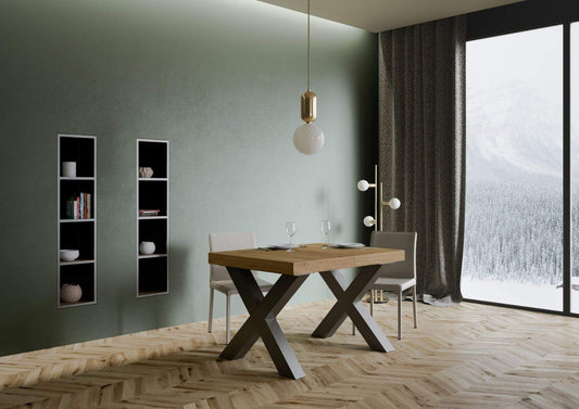 Dafne Italian Design Tavolo Traffic Allungabile piano Quercia Natura 90x130 allungato 234 telaio Antracite