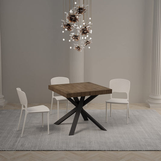 Itamoby Tavolo Clerk 90x90 allungato 194 piano Noce gambe Antracite