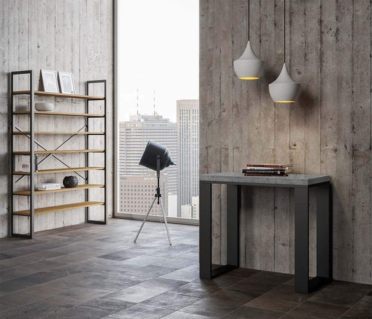 Itamoby Tecno Libra Consolle Allungabile, Pannelli di nobilitato, Cemento/Antracite, 90 cm x 45 cm x 80 cm