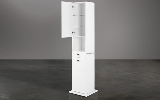 Dafne Italian Design Colonna girevole da bagno bianca cm. 35 x 31 x 182h. - 2 ante con apertura push a destra, 1 cassetto e 1 vano a giorno.