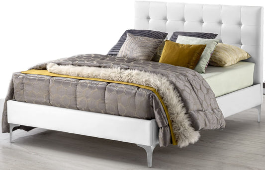 Dafne Italian Design Letto una piazza e mezza similpelle bianco con rete e materasso incluso cm. 128 x 201 x 111