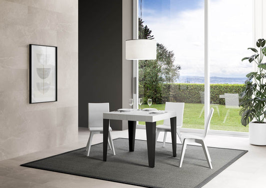 Dafne Italian Design Tavolo Flame allungabile piano Bianco Frassino 90x90 allungato 246 telaio Antracite