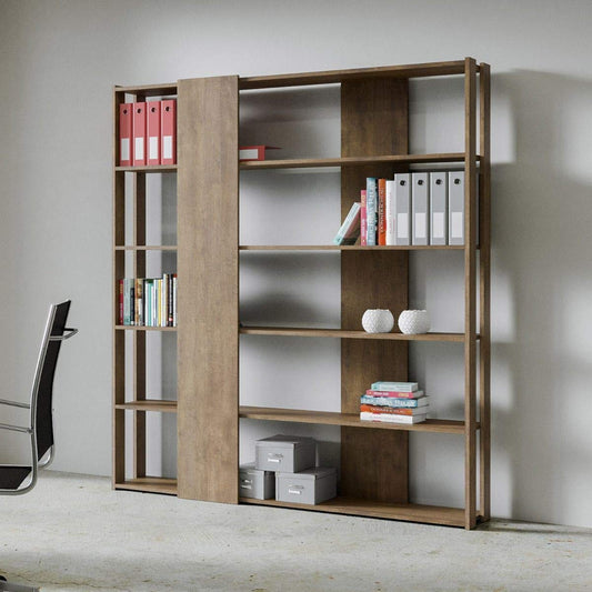 Dafne Italian Design Libreria Composizione B Kato 6R 2 fianchi 4 fasce lunghe Noce