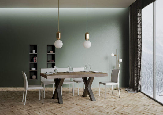Dafne Italian Design Tavolo Traffic Allungabile piano Noce 90x160 allungato 420 telaio Antracite
