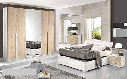 Dafne Italian Design Camera Completa - Effetto Quercia Bianca, Quercia Naturale (cm. 274 x 60 x 250 cm)