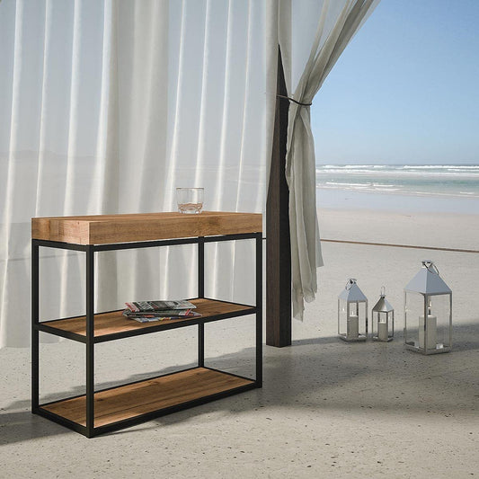 Dafne Italian Design Consolle allungabile Plano Abete Tinto Telaio Antracite