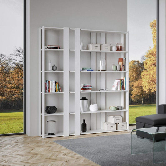 Dafne Italian Design Libreria Composizione E Kato 6R 8 fasce lunghe Bianco Frassino