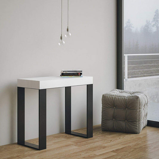 Consolle allungabile Tecno Small Bianco Frassino Telaio Antracite