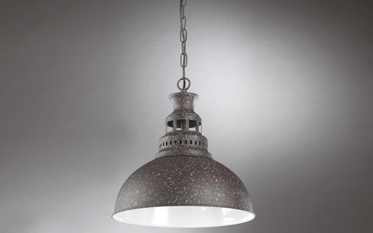 Dafnedesign.com - Lampadario con paralume nero macchiato di ruggine - cm. 36 x 36 x 110h - (UL)