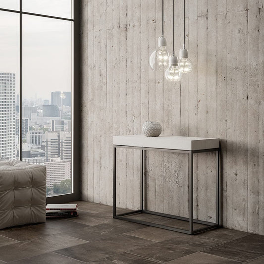 Dafne Italian Design Consolle allungabile Nordica Bianco Frassino Telaio Antracite