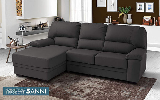 Dafne Italian Design Divano Letto 3 posti con penisola a Sinistra - Colore: Grigio Scuro - cm. 252 x 160 x 92h