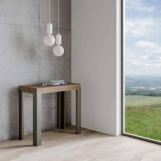 Dafne Italian Design Consolle allungabile Linea Noce Telaio Antracite