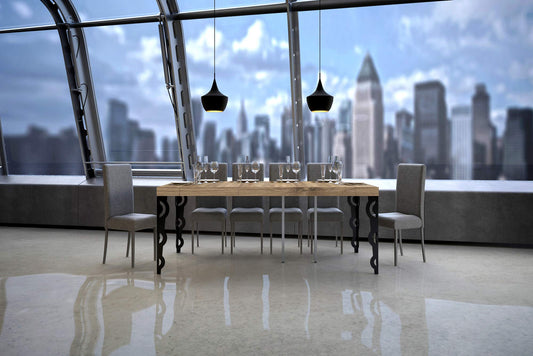 Dafne Italian Design Consolle allungabile Karamay Premium Quercia Natura e telaio Antracite
