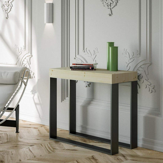 Dafne Italian Design Consolle allungabile Elettra Abete Natura Telaio Antracite
