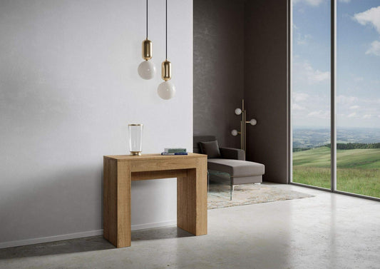 Itamoby, Consolle allungabile Modem, Quercia Natura L.90 x P.42 x H.77 (allungabile Fino a 302cm)