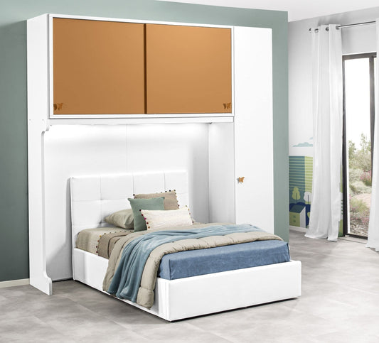 TUTTOCAMERETTE.IT Cameretta a ponte con anta a sinistra (cm. 253 x 58 x 259) bianco, avio