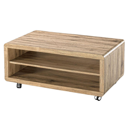 Dafne Italian Design - Portavaligie Hotel in Legno con Ruote (100 x 59 x 44cm) Elegante e di Design, Disponibile nei Colori Bianco Moderno, Legno Classico, Portata 70 Kg