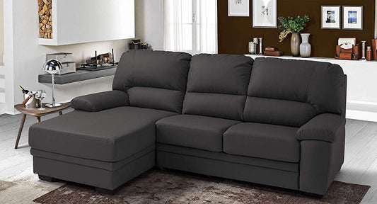 Dafne Italian Design Divano Letto 3 posti con penisola a Sinistra - Colore: Grigio Scuro - cm. 252 x 160 x 92h