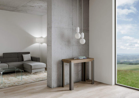 Dafne Italian Design Consolle allungabile Linea Noce Telaio Antracite
