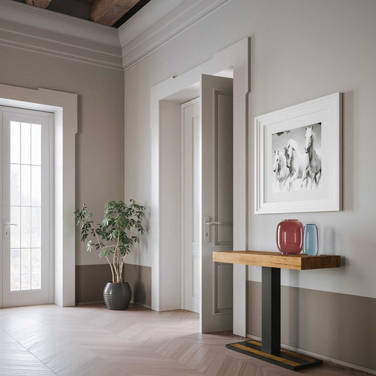 Dafne Italian Design Consolle allungabile Capital Quercia Natura Telaio Antracite