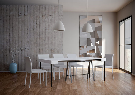 Itamoby Consolle allungabile Banco Small Bianco Frassino & Antracite L.90 x H.77 x P.40 (allungabile Fino a 196 cm)