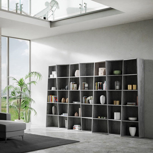 Dafne Italian Design Libreria Trek 7 elementi Cemento