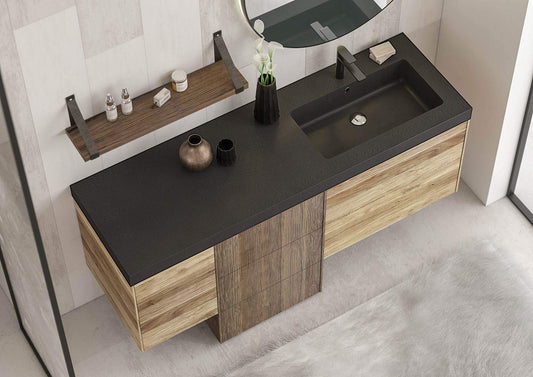Dafne Italian Design Mobile Bagno Moderno con lavabo sospeso - Castagno Naturale Levigato