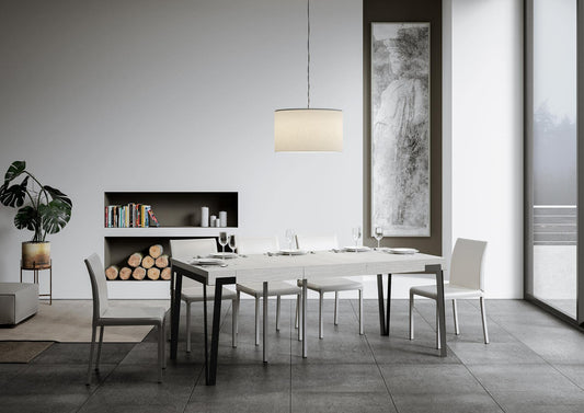 Dafne Italian Design Consolle allungabile Rio Premium Bianco Frassino Telaio Ruggine