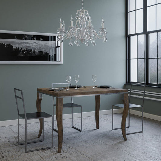 Dafne Italian Design Tavolo Olanda Libra Noce 90x120 allungato 90x240 telaio grigio 142