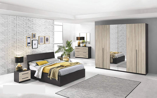 Dafne Italian Design Camera Completa - Ghisa, Effetto Olmo Perla (cm. 274 x 60 x 250 cm)