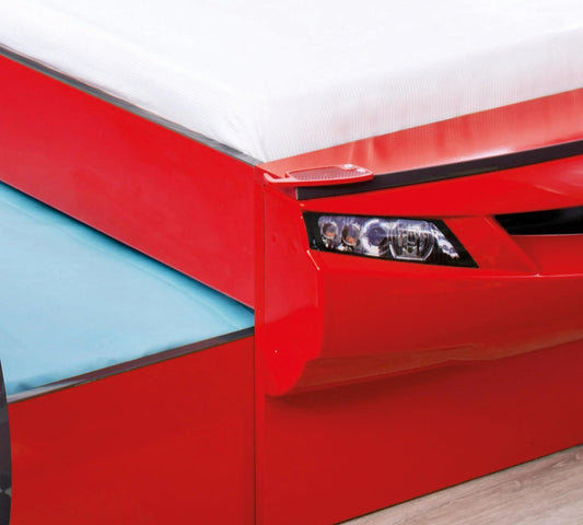Dafne Italian Design Coupé Auto Letto Macchina per Bambini (con Letto Amico) (Rosso) (90x190-90x180 Cm)